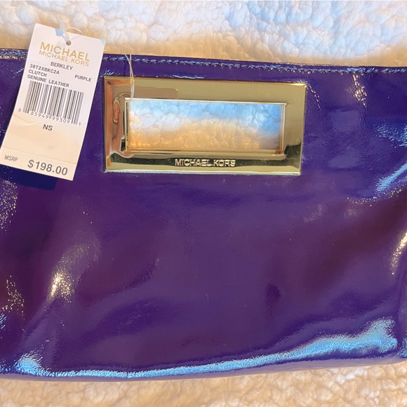 NWT Michael Kors Purple Berkley Clutch - Picture 1 of 13